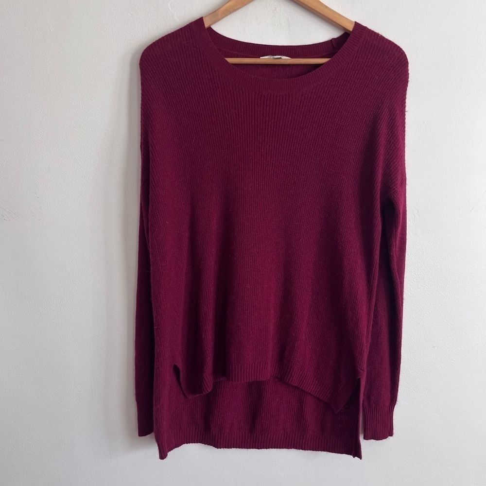Madewell Pullover Burgundy Dolman Wool Alpaca Blend Hi- Low Sweater